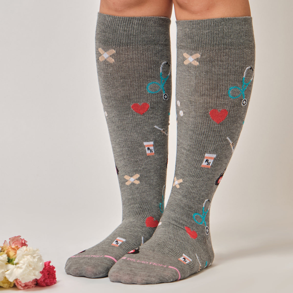 Dr. Motion Trending | Medical Icons - Knee-High Moderate Compression Socks For Women