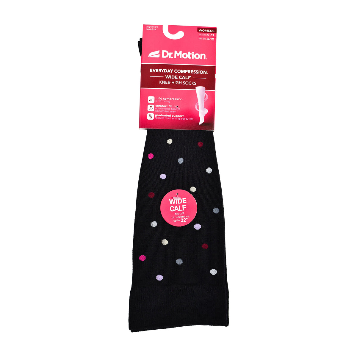 Dr. Motion Exclusive | Dancing Dots - Wide Calf Knee-High Compression Socks For Women