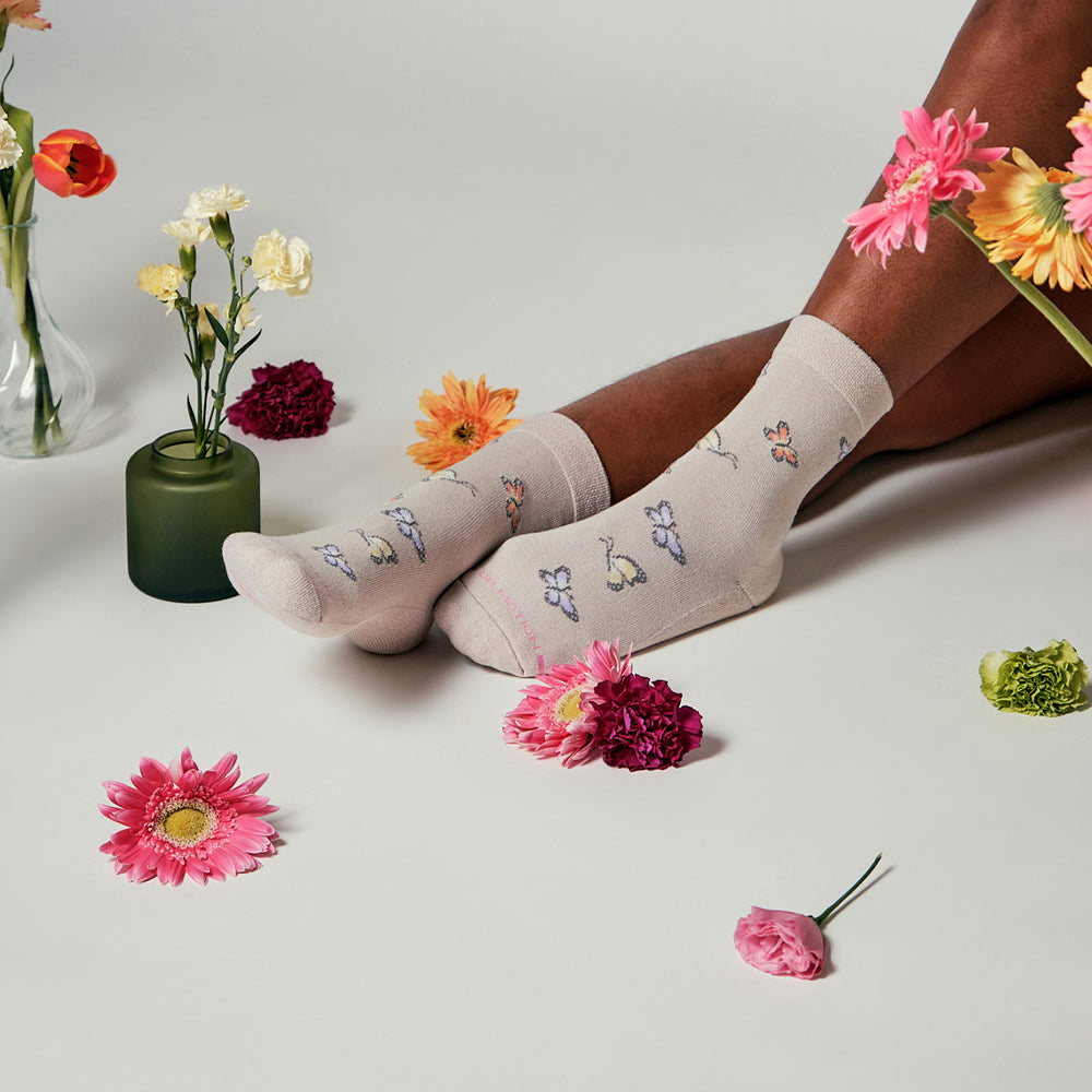 Dr. Motion Best Price | Butterflies - Diabetic Half Cushion Socks For Women