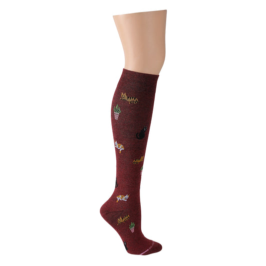 Dr. Motion Great Value | Cozy Cats - Knee-High Compression Socks For Women
