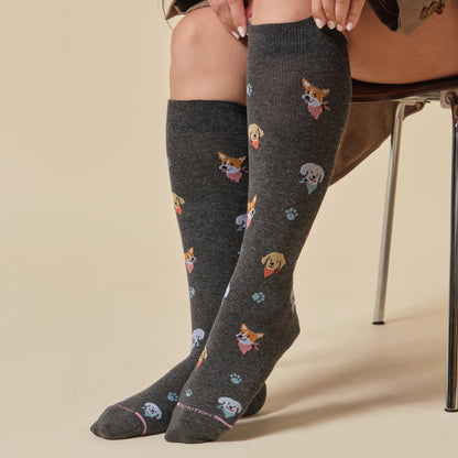 Dr. Motion Smart Buy | Bandana Dogs - Knee-High Compression Socks For Women