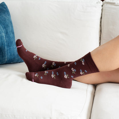 Dr. Motion Sale | Multi Floral - Diabetic Half-Cushion Socks For Women