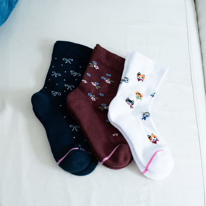 Dr. Motion Sale | Multi Floral - Diabetic Half-Cushion Socks For Women