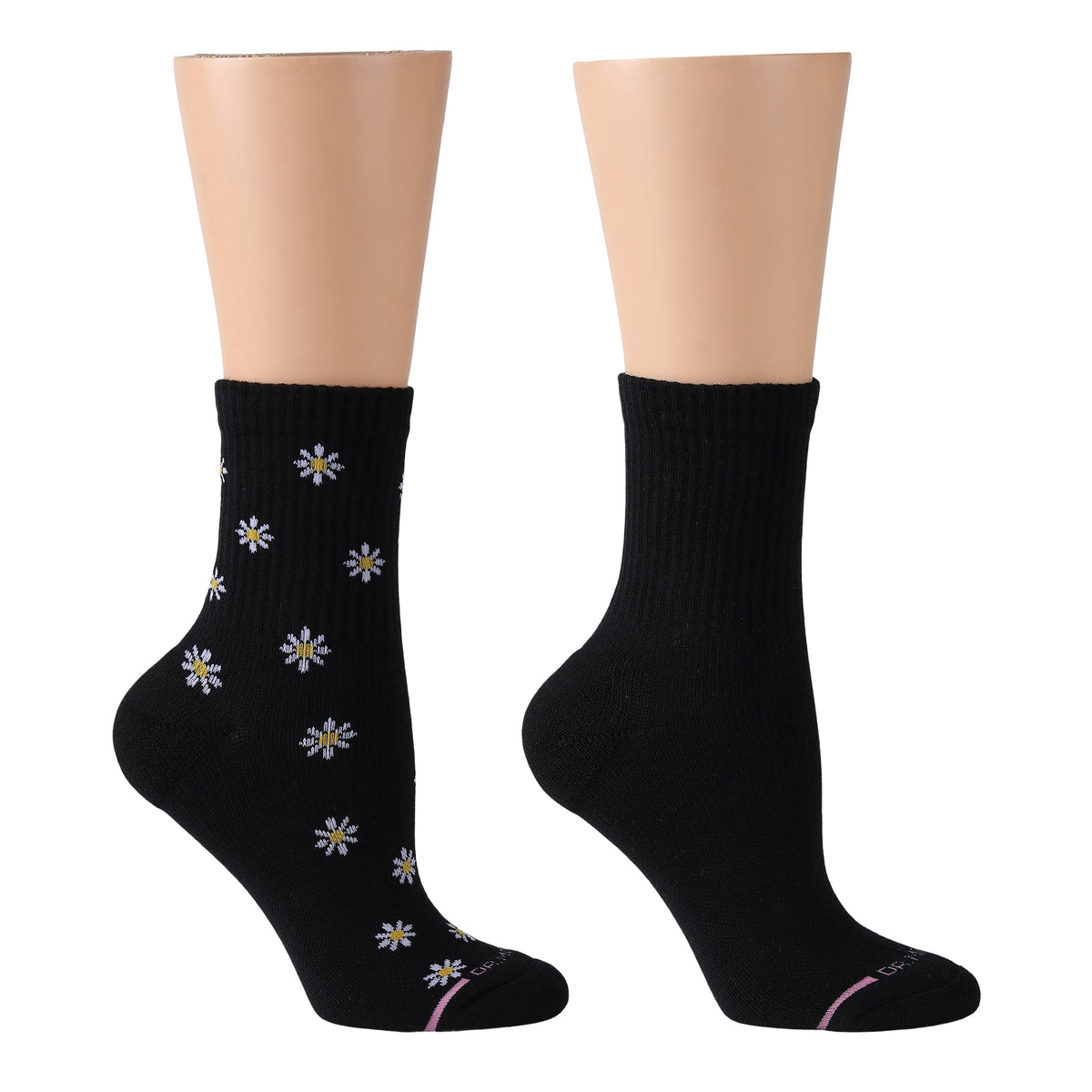 Dr. Motion Premium | Mini Daisies Ribbed - Mid-Crew Compression Socks For Women