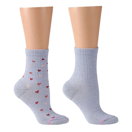 Dr. Motion Signature | Mini Hearts Ribbed - Mid-Crew Compression Socks For Women