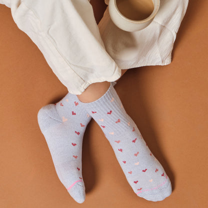 Dr. Motion Signature | Mini Hearts Ribbed - Mid-Crew Compression Socks For Women