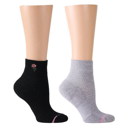 Dr. Motion Trending | Rose Embroidery - Quarter Compression Socks For Women