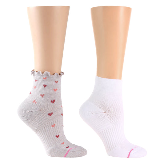 Dr. Motion Great Value | All Over Hearts Lettuce Edge - Quarter Compression Socks For Women