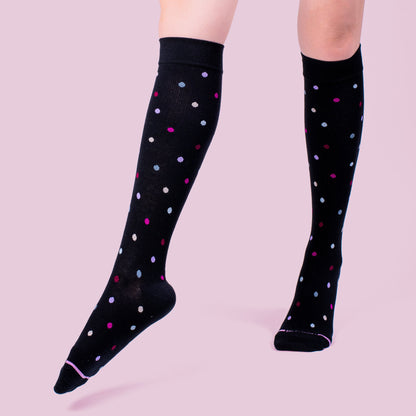 Dr. Motion Deals | Dancing Dots - Knee-High Compression Socks For Women