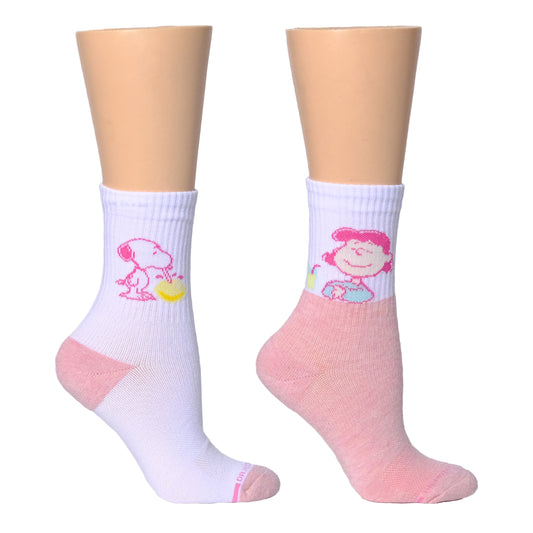 Dr. Motion Smart Buy | Snoopy Lemon Sip Ribbed - Mid-Crew Compression Socks For Women