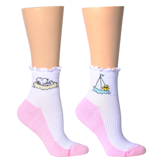 Dr. Motion Latest | Snoopy Beachlife Lettuce Edge - Quarter Compression Socks For Women