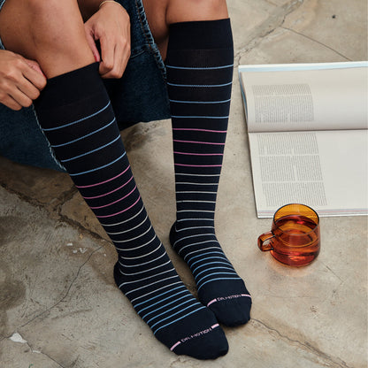 Dr. Motion Special Offer | Multi-Color Pinstripe - Knee-High Compression Socks For Women