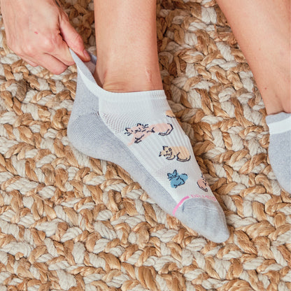 Dr. Motion Great Value | Cats All Over - Ankle Compression Socks For Women