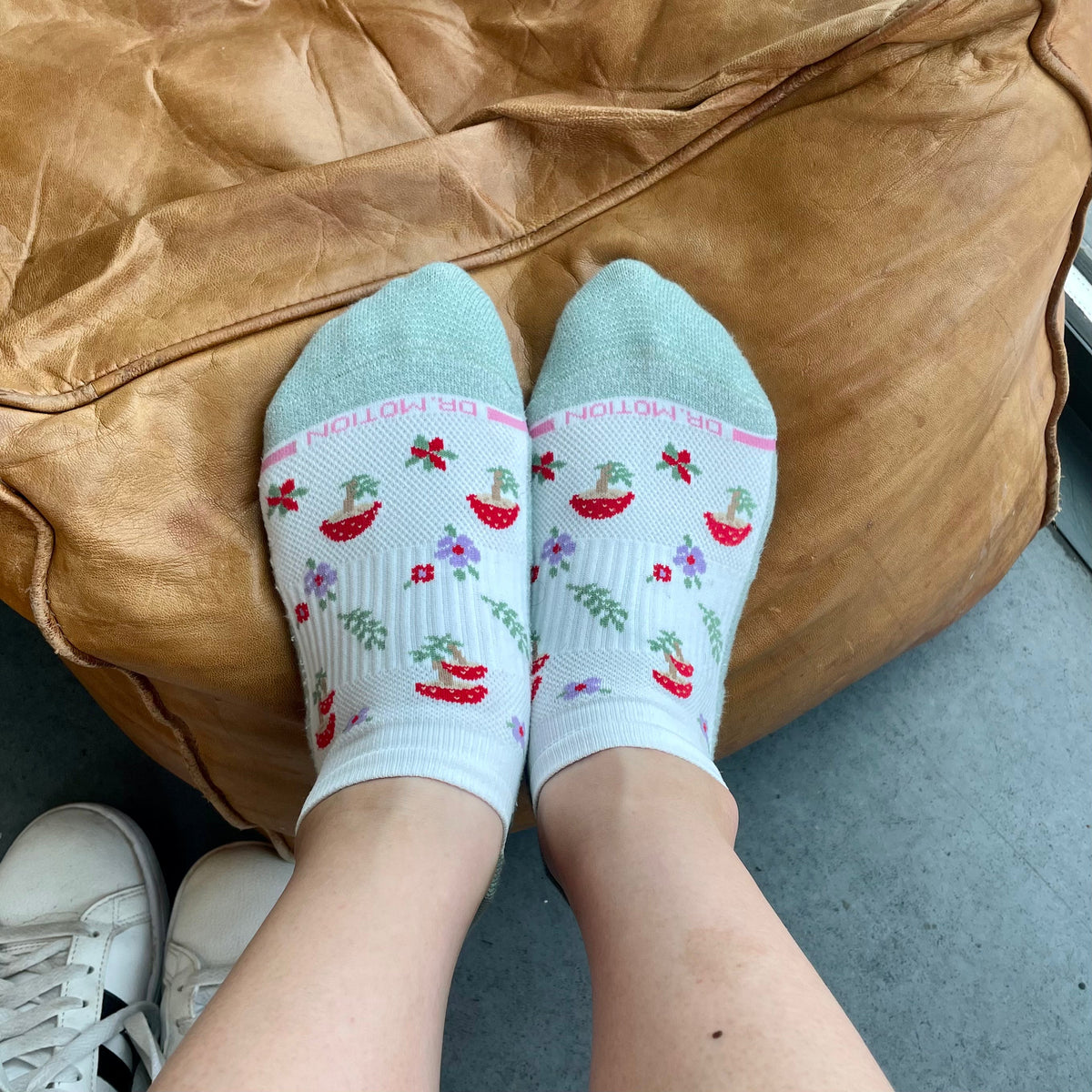 Dr. Motion Featured | Mushroom Floral - Ankle Compression Socks For Women