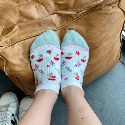 Dr. Motion Featured | Mushroom Floral - Ankle Compression Socks For Women