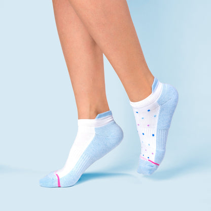 Dr. Motion Premium | Tri Color Dots - Ankle Compression Socks For Women