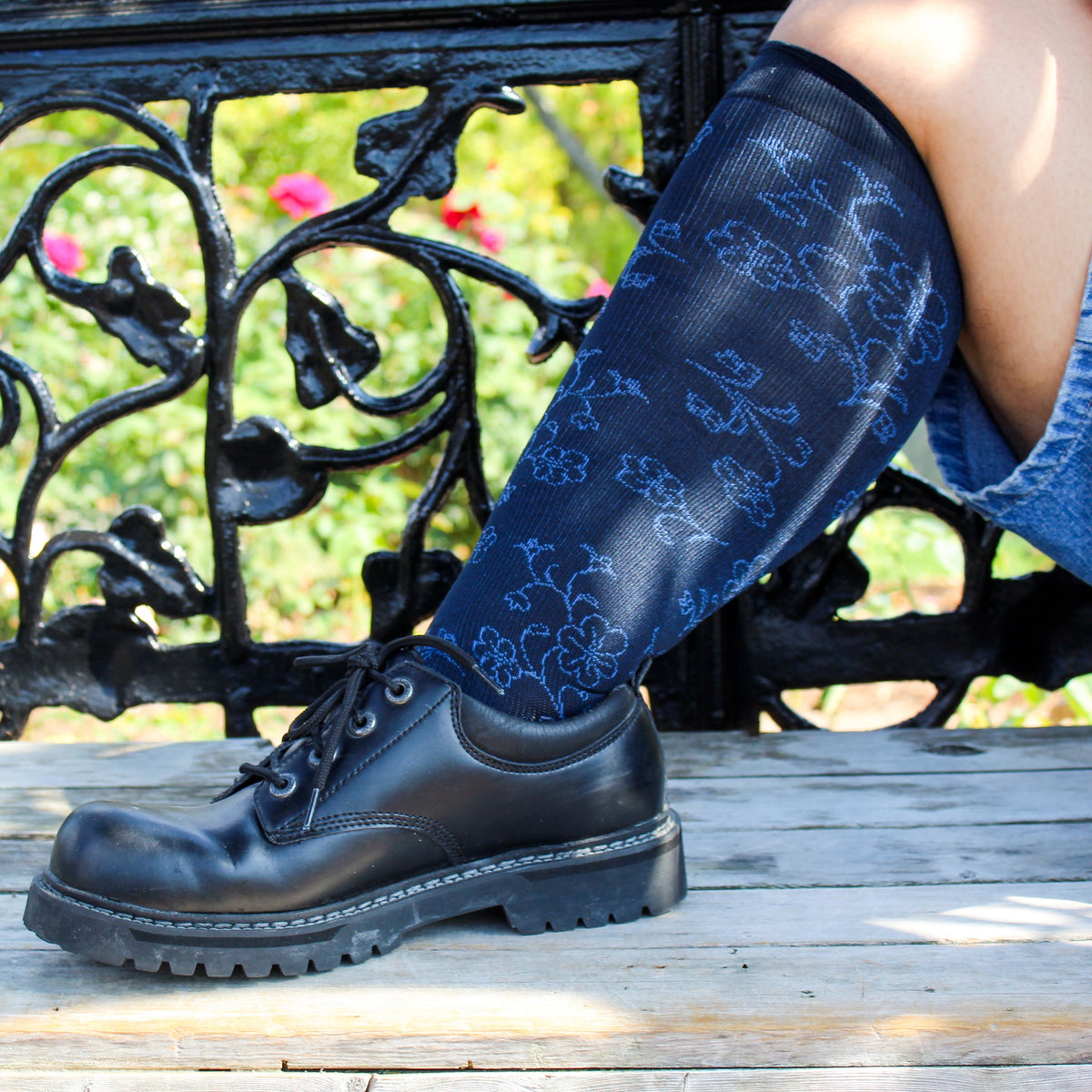 Dr. Motion Hot Sale | Floral Pattern - Wide Calf Knee-High Compression Socks For Women