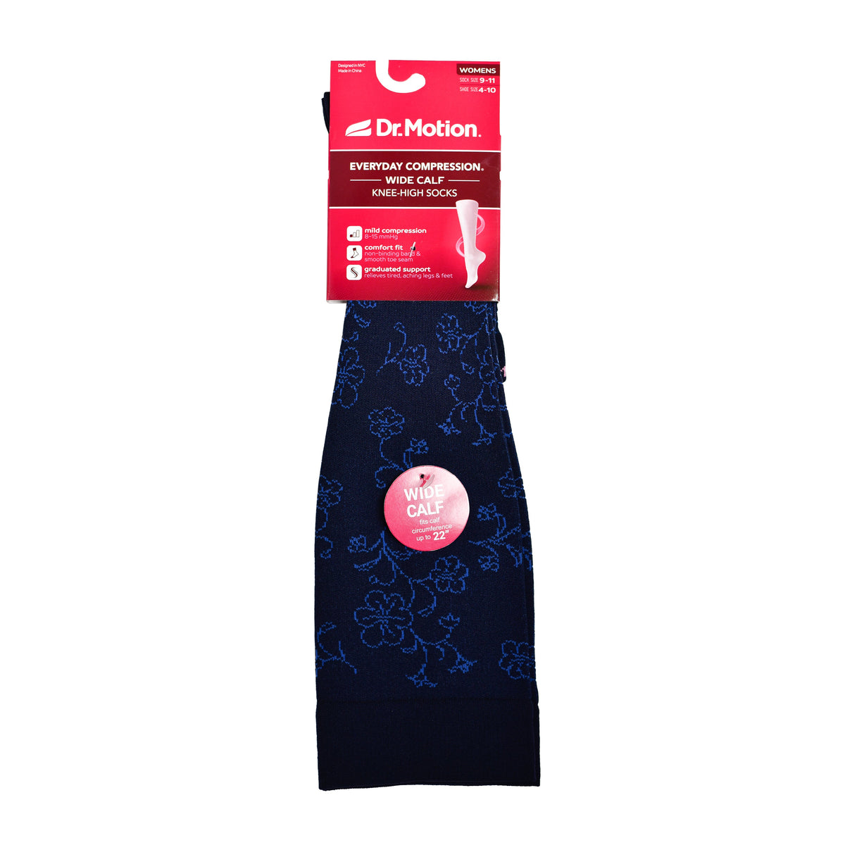 Dr. Motion Hot Sale | Floral Pattern - Wide Calf Knee-High Compression Socks For Women