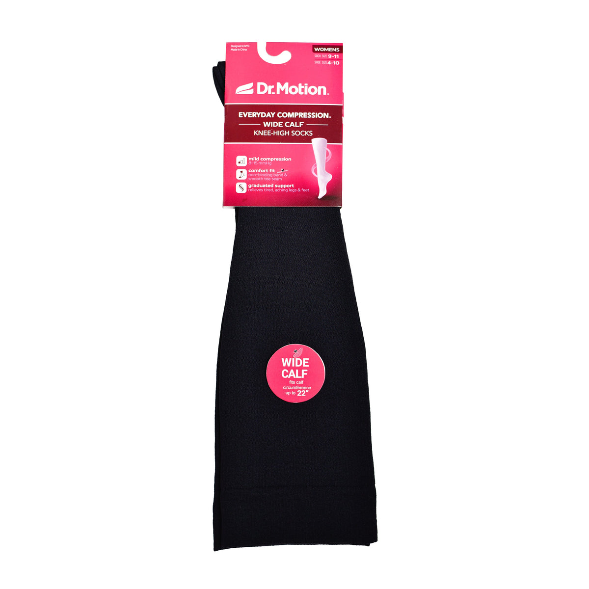 Dr. Motion Sale | Nylon Basic Solid - Wide Calf Knee-High Compression Socks For Women