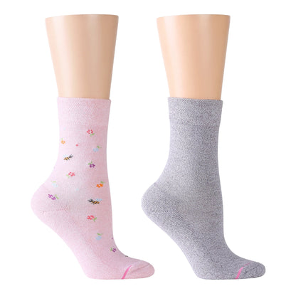 Dr. Motion Everyday | Flowers And Bees - Diabetic Half Cushion Socks For Women