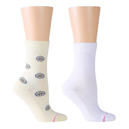 Dr. Motion Exclusive | Simple Daisy - Diabetic Half Cushion Socks For Women