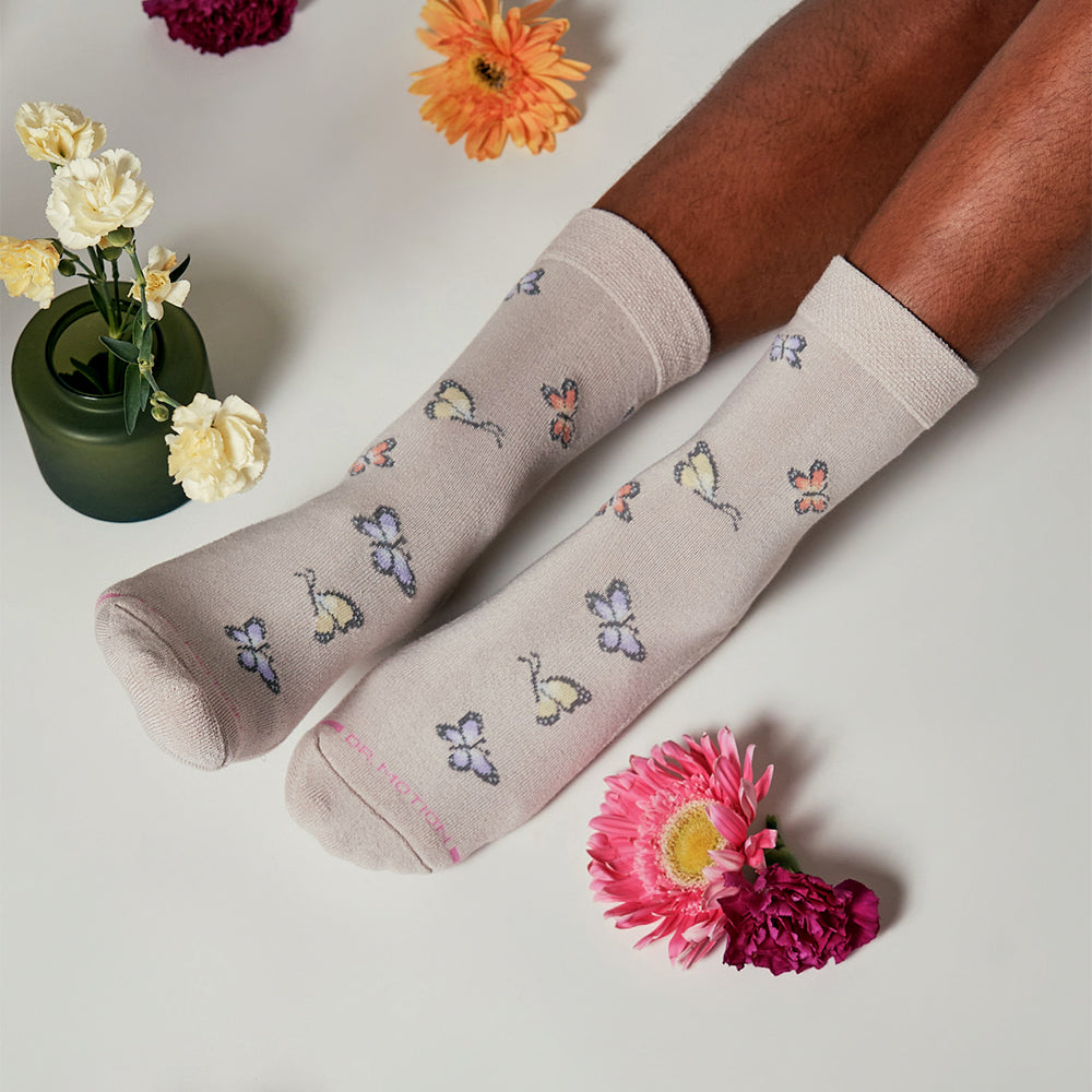 Dr. Motion Best Price | Butterflies - Diabetic Half Cushion Socks For Women