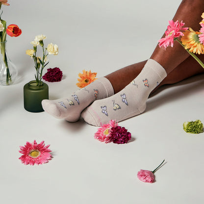 Dr. Motion Best Price | Butterflies - Diabetic Half Cushion Socks For Women