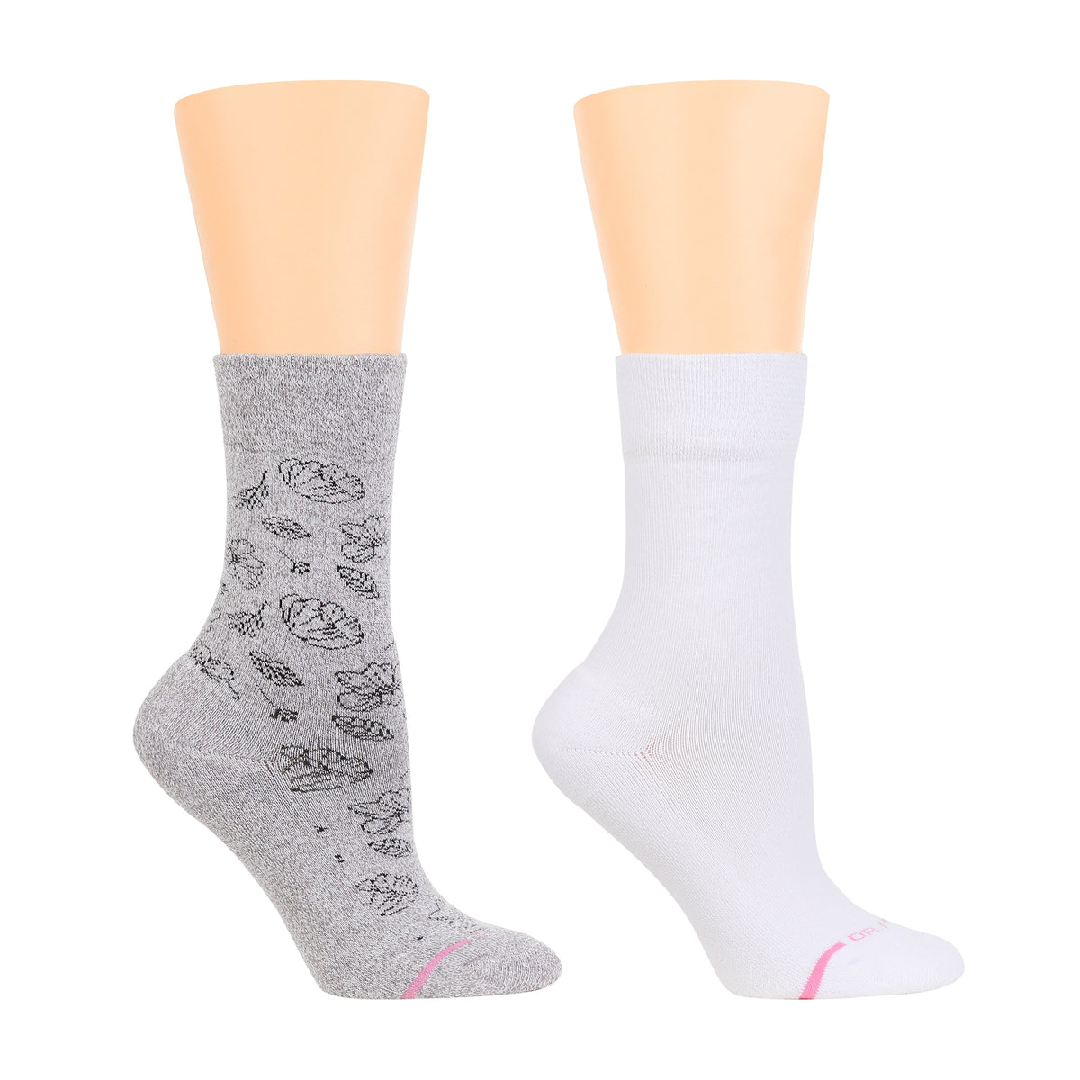 Dr. Motion New | Floral Outline - Diabetic Half-Cushion Socks For Women