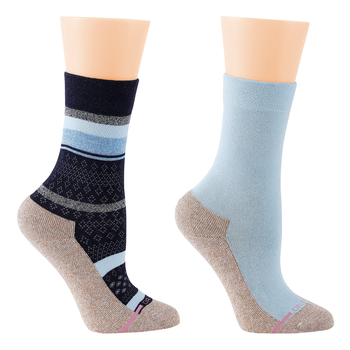 Dr. Motion Value | Multi Stripe Texture - Diabetic Half-Cushion Socks For Women