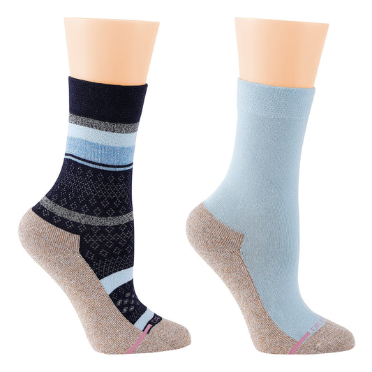 Dr. Motion Value | Multi Stripe Texture - Diabetic Half-Cushion Socks For Women