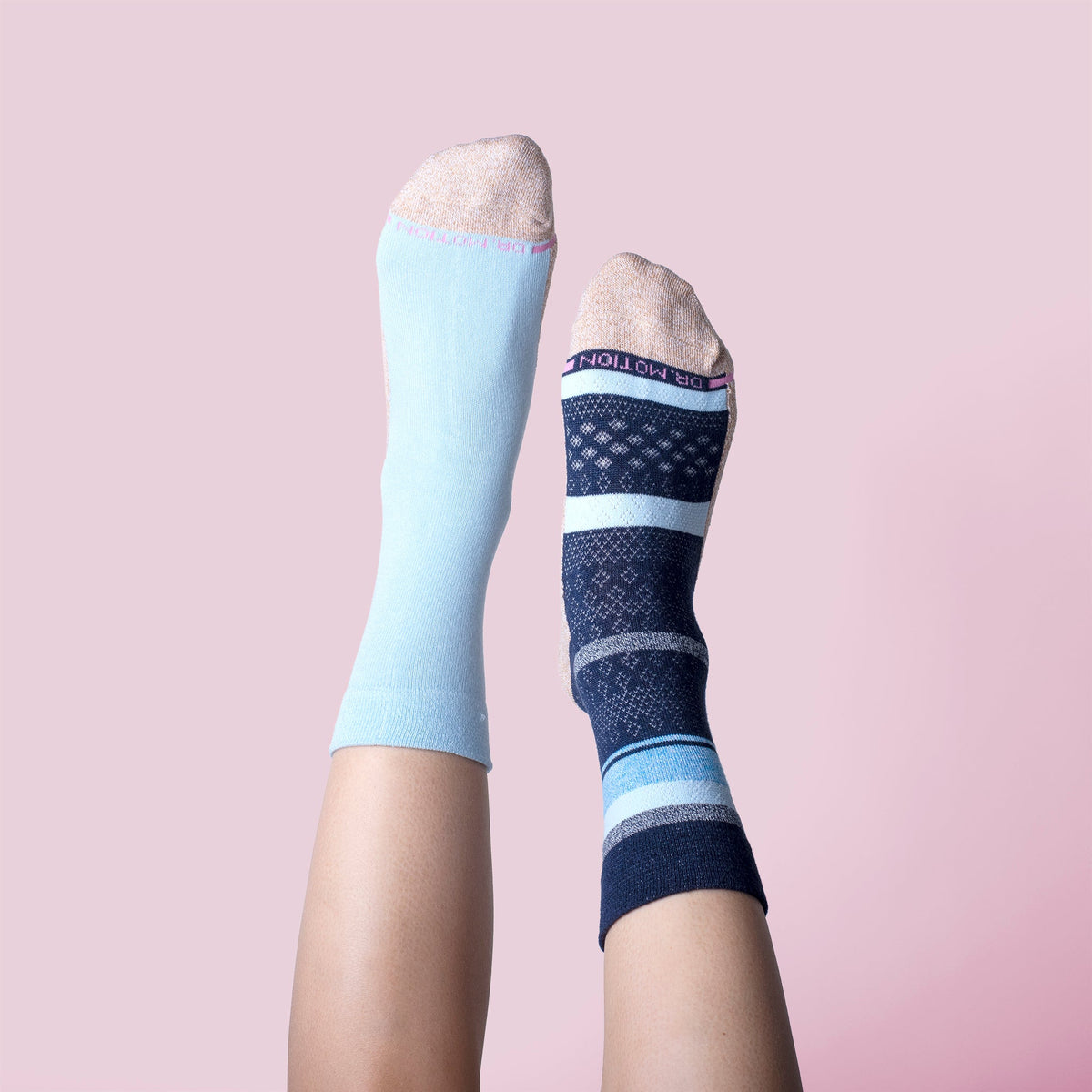 Dr. Motion Value | Multi Stripe Texture - Diabetic Half-Cushion Socks For Women