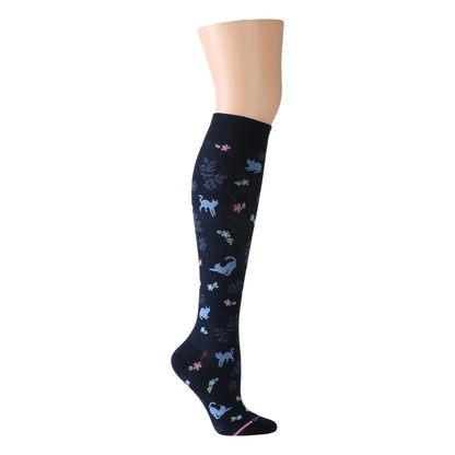 Dr. Motion Deals | Cat Floral - Knee-High Compression Socks For Women