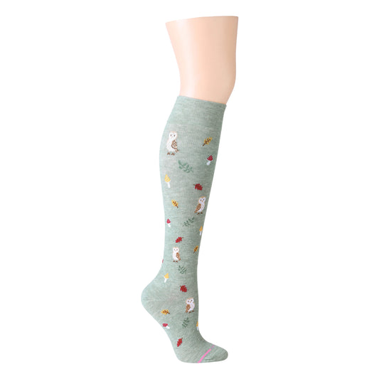 Dr. Motion Latest | Forest Owl - Knee-High Compression Socks For Women