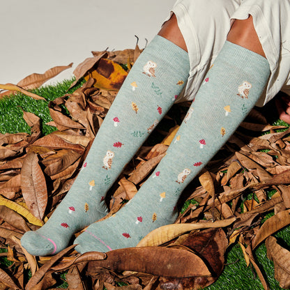 Dr. Motion Latest | Forest Owl - Knee-High Compression Socks For Women