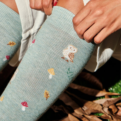 Dr. Motion Latest | Forest Owl - Knee-High Compression Socks For Women