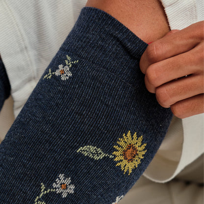 Dr. Motion Latest | Ditsy Sunflower - Knee-High Compression Socks For Women