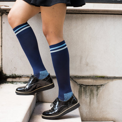 Dr. Motion Discount | Cuff Stripe - Knee-High Compression Socks For Women