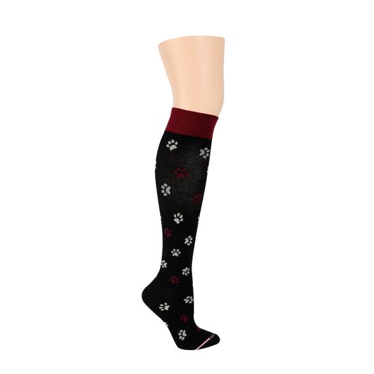 Dr. Motion Classic | Paw Prints - Knee-High Compression Socks For Women