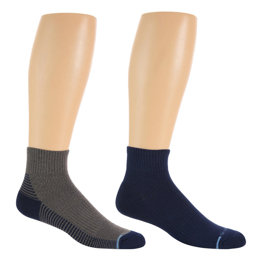 Dr. Motion Customer Favorite | Back Stripes Ribbed Cuff - Quarter Compression Socks For Men